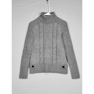 Tommy Hilfiger Cable Knit Turtleneck Sweater Womens Medium Wool Cashmere Angora